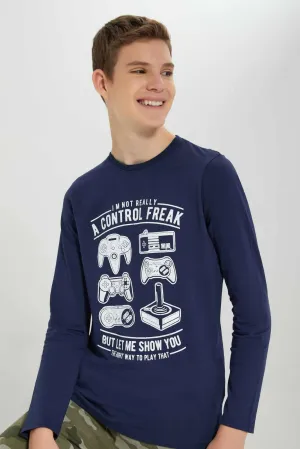 Senior Boys Navy Gaming T-Shirt