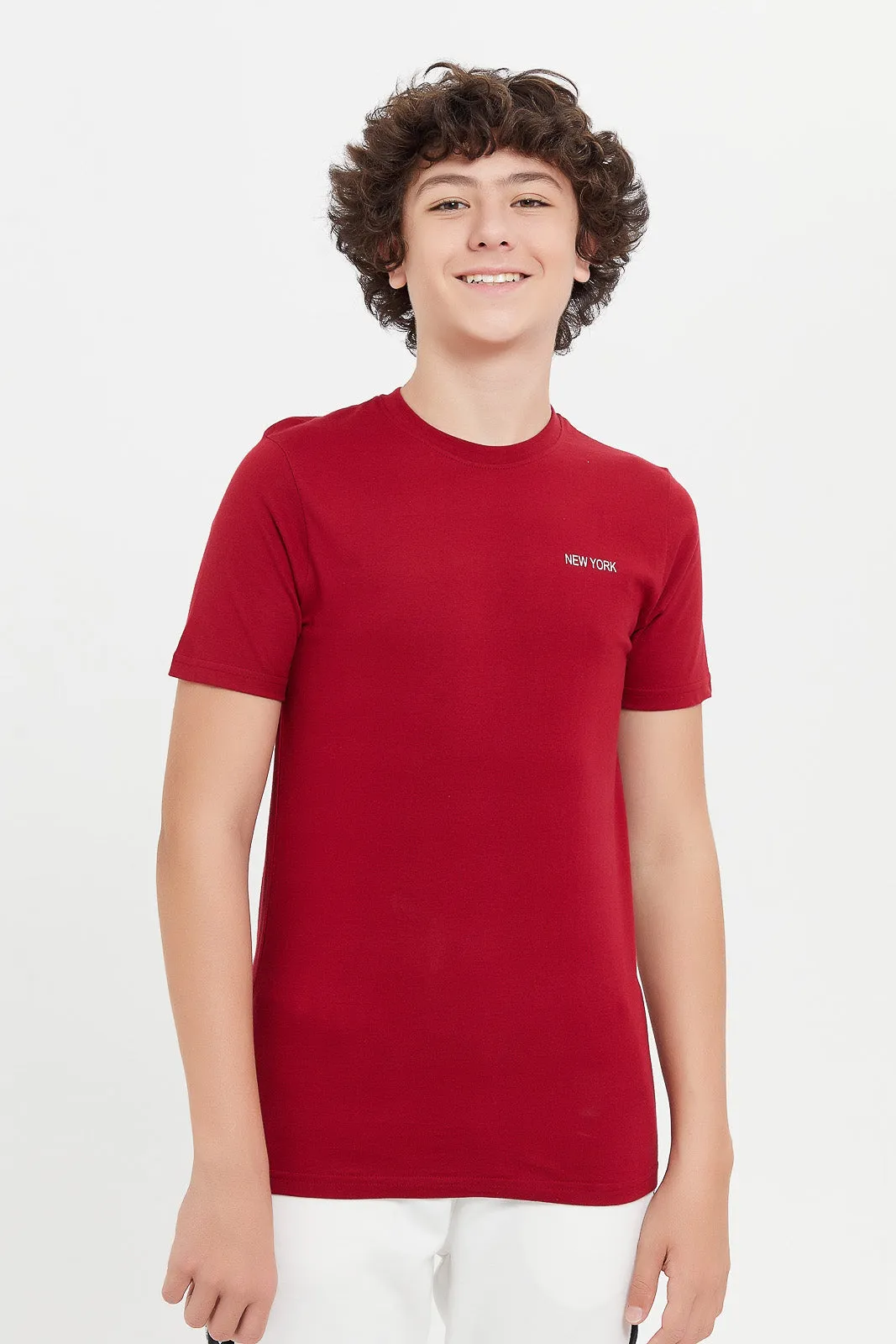 Senior Boys White And Red Short Sleeve T-Shirt Set (Pack Of 2)