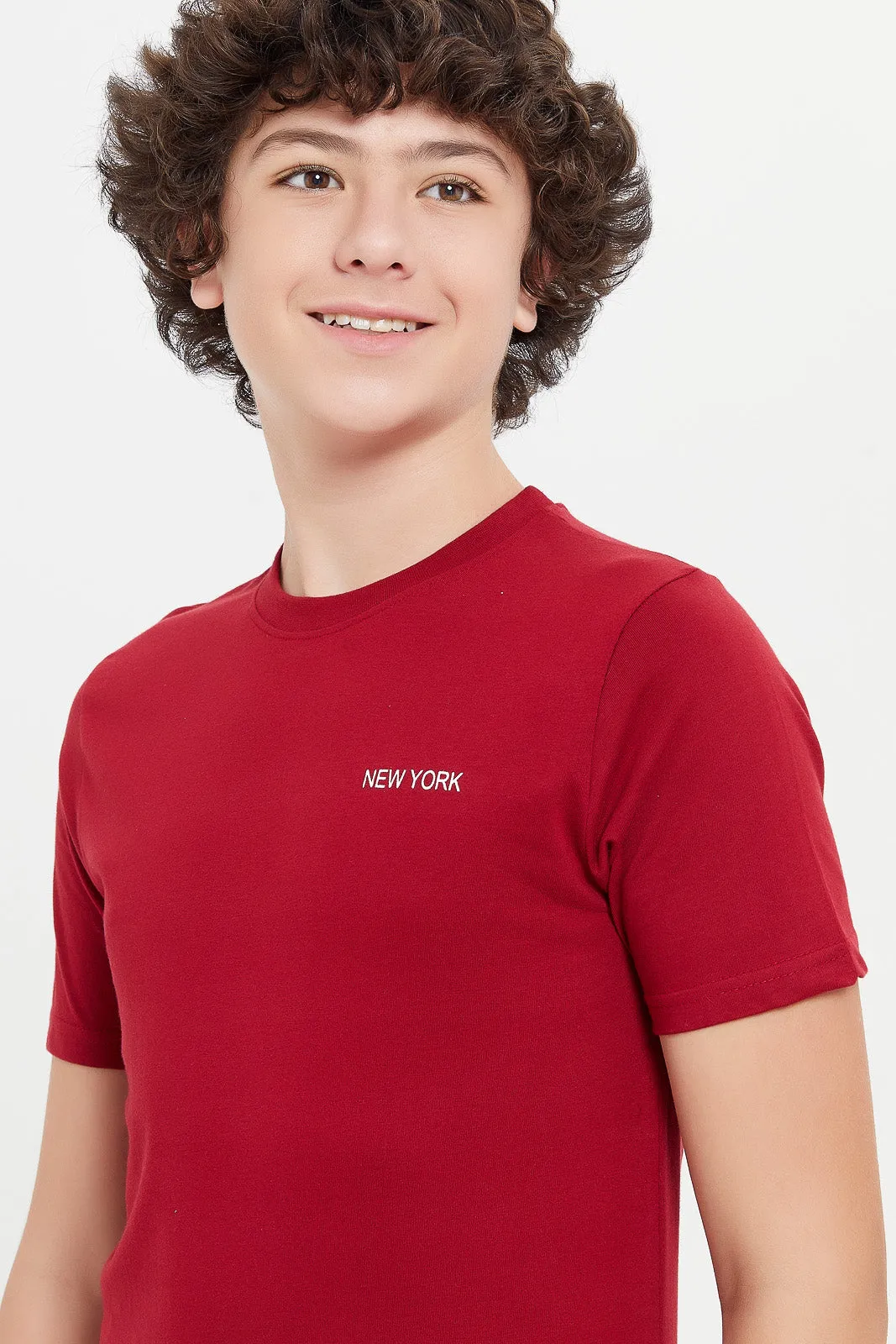Senior Boys White And Red Short Sleeve T-Shirt Set (Pack Of 2)