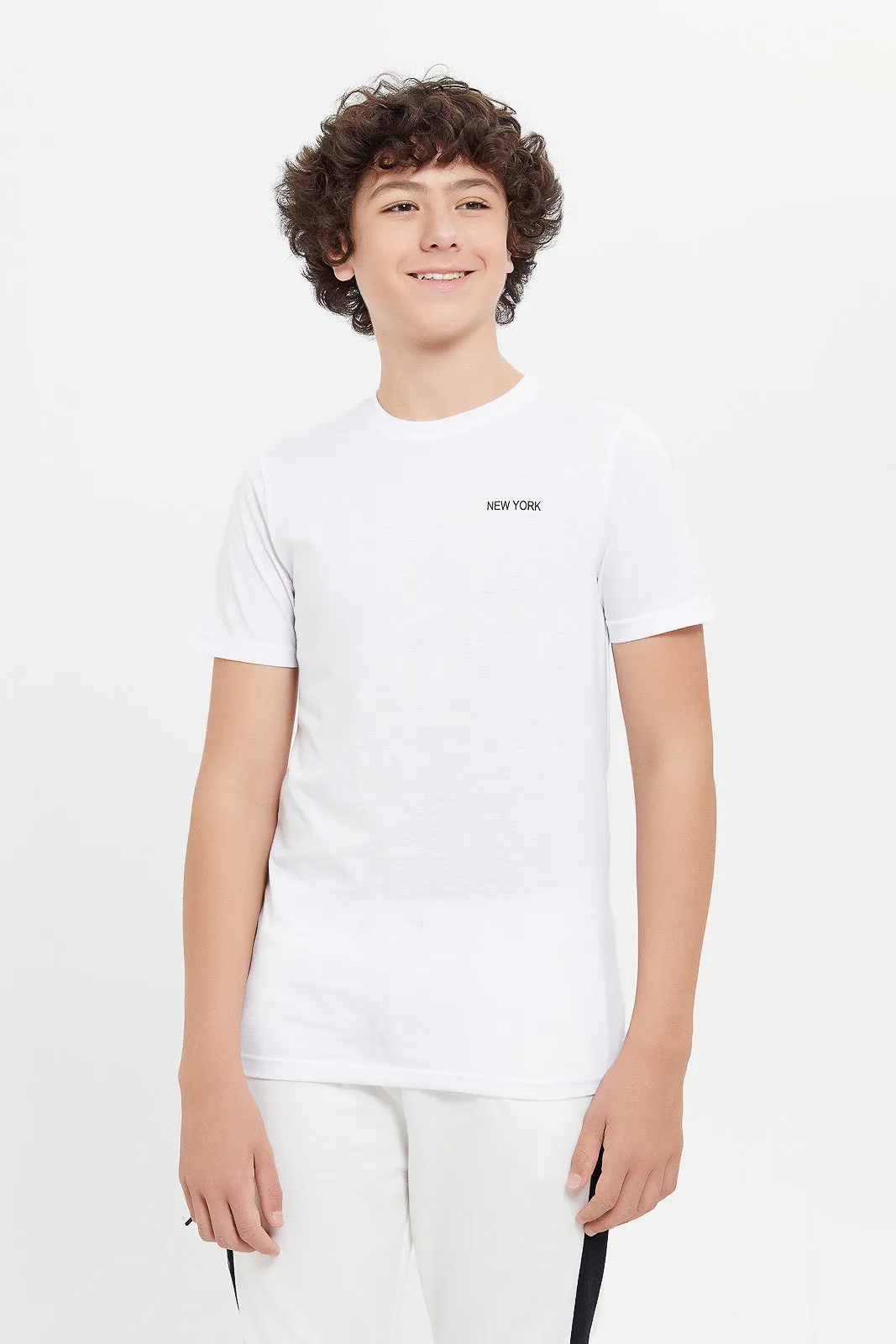 Senior Boys White And Red Short Sleeve T-Shirt Set (Pack Of 2)