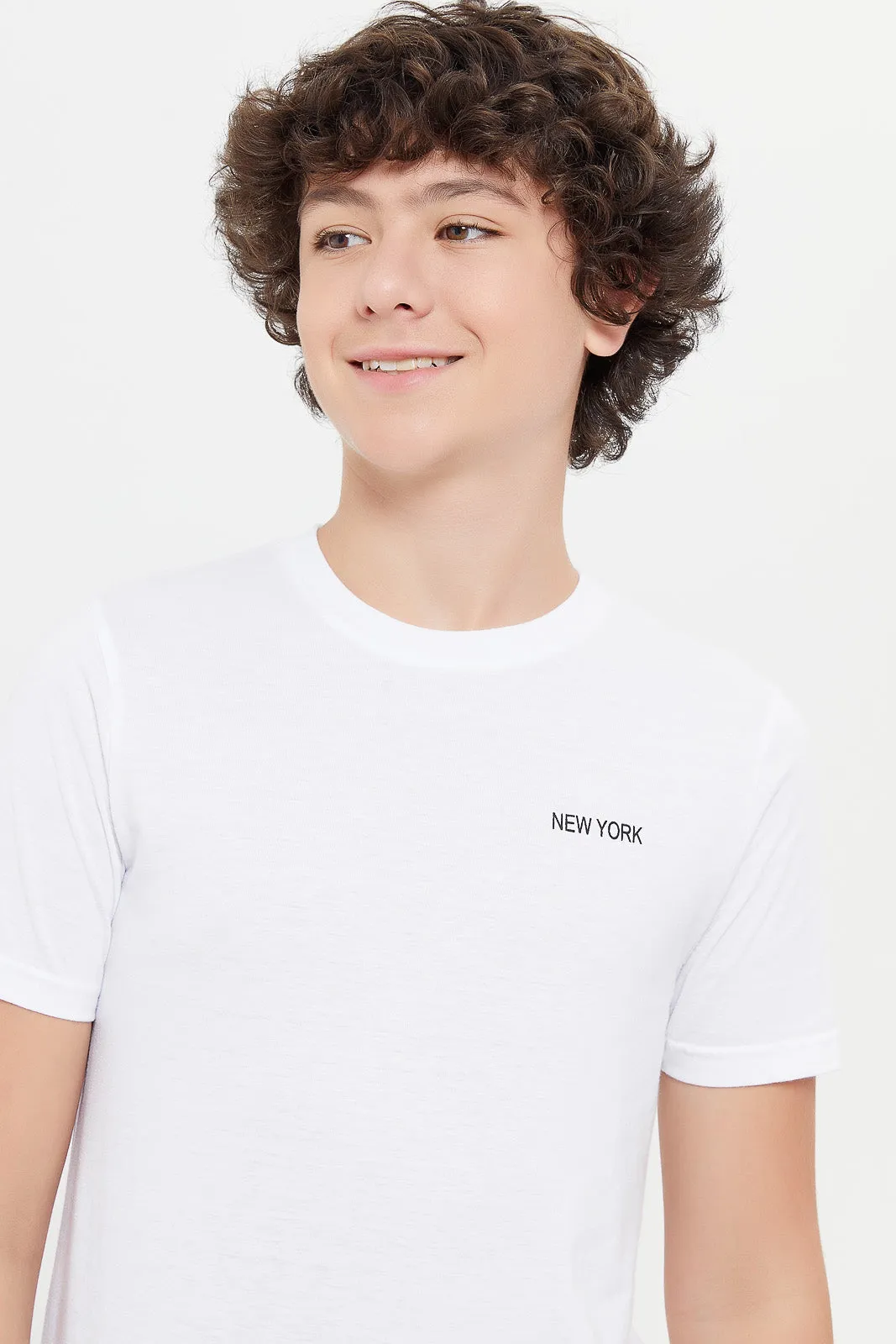 Senior Boys White And Red Short Sleeve T-Shirt Set (Pack Of 2)
