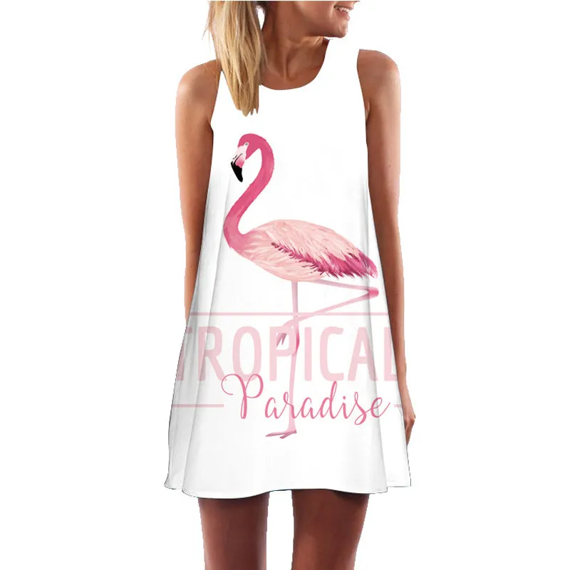 VenusFox Floral Printed Flamingo Mini Dress
