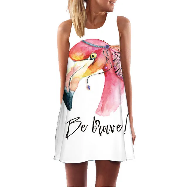 VenusFox Floral Printed Flamingo Mini Dress