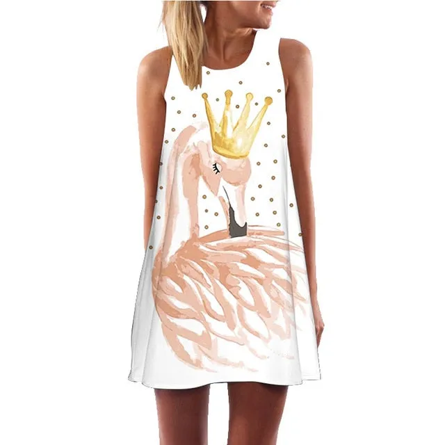 VenusFox Floral Printed Flamingo Mini Dress