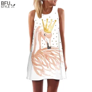 VenusFox Floral Printed Flamingo Mini Dress