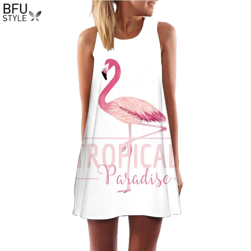 VenusFox Floral Printed Flamingo Mini Dress