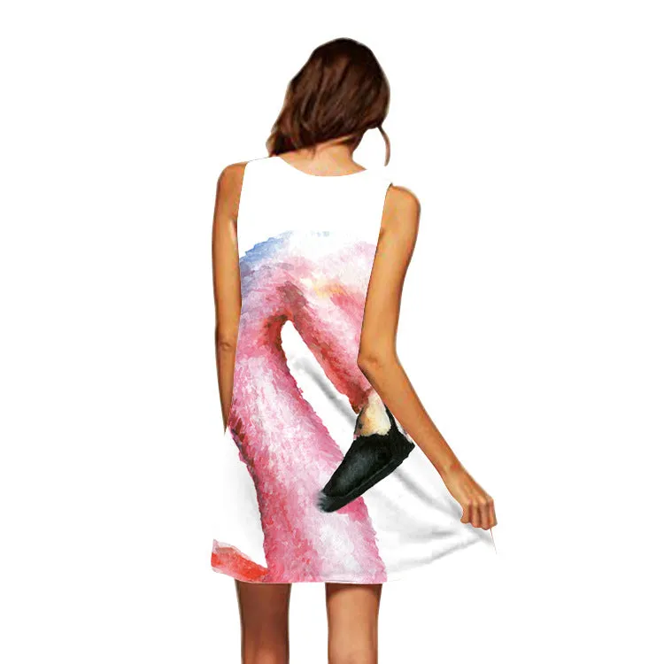 VenusFox Floral Printed Flamingo Mini Dress
