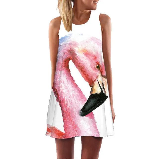 VenusFox Floral Printed Flamingo Mini Dress