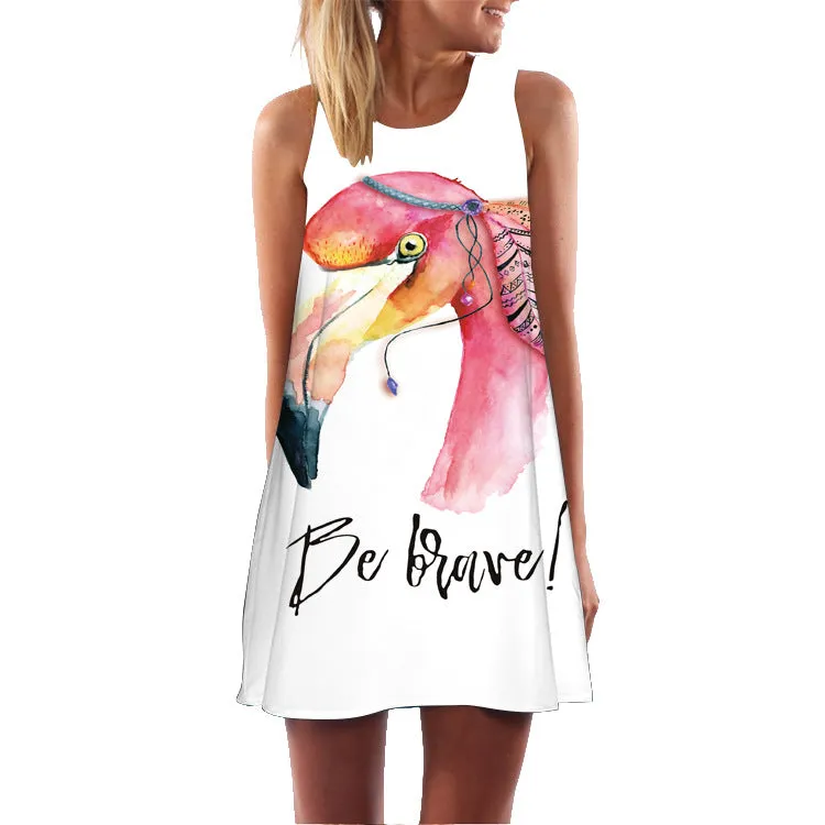 VenusFox Floral Printed Flamingo Mini Dress
