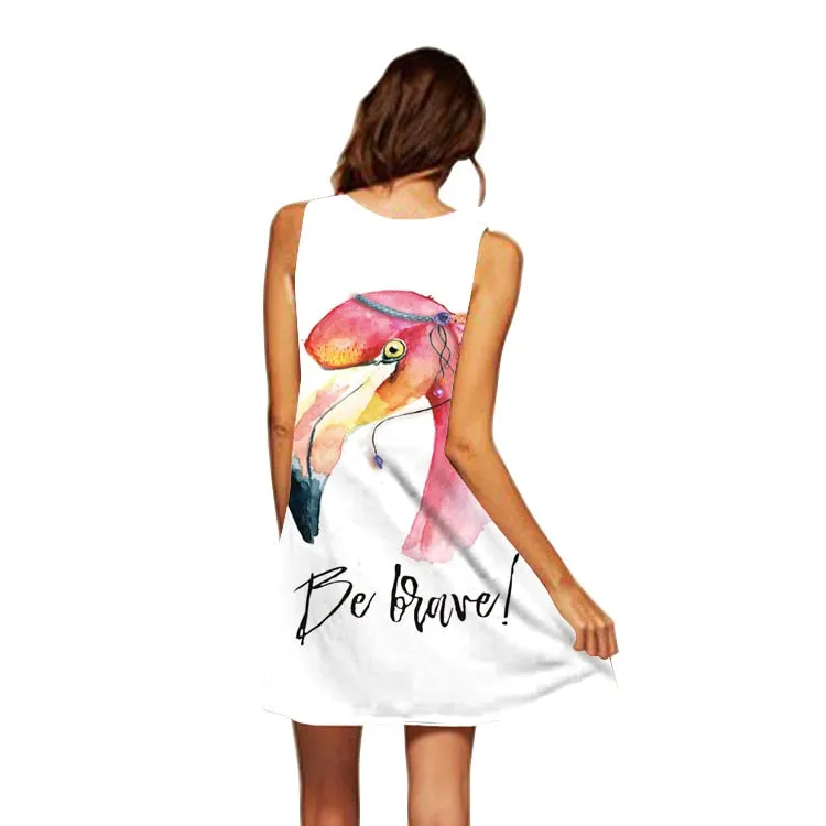 VenusFox Floral Printed Flamingo Mini Dress