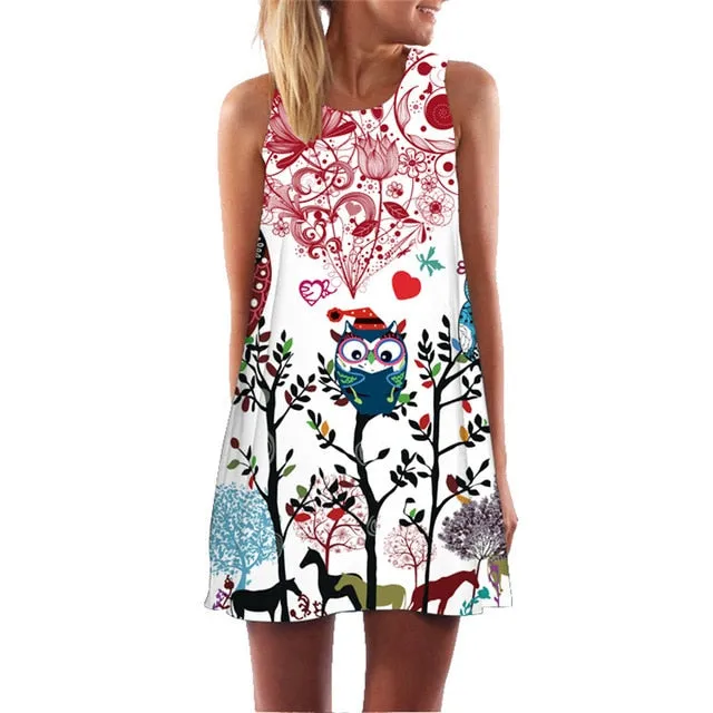 VenusFox Floral Printed Flamingo Mini Dress