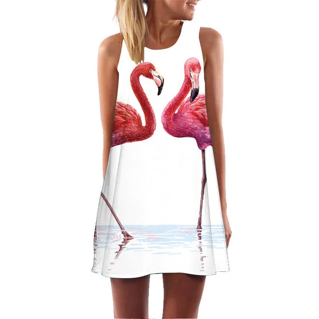 VenusFox Floral Printed Flamingo Mini Dress