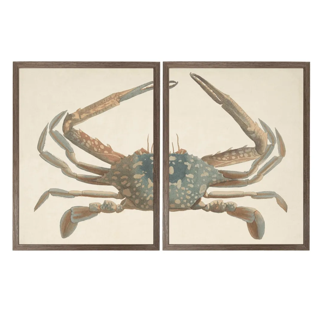 Vintage bookplate of a crucifix crab diptych