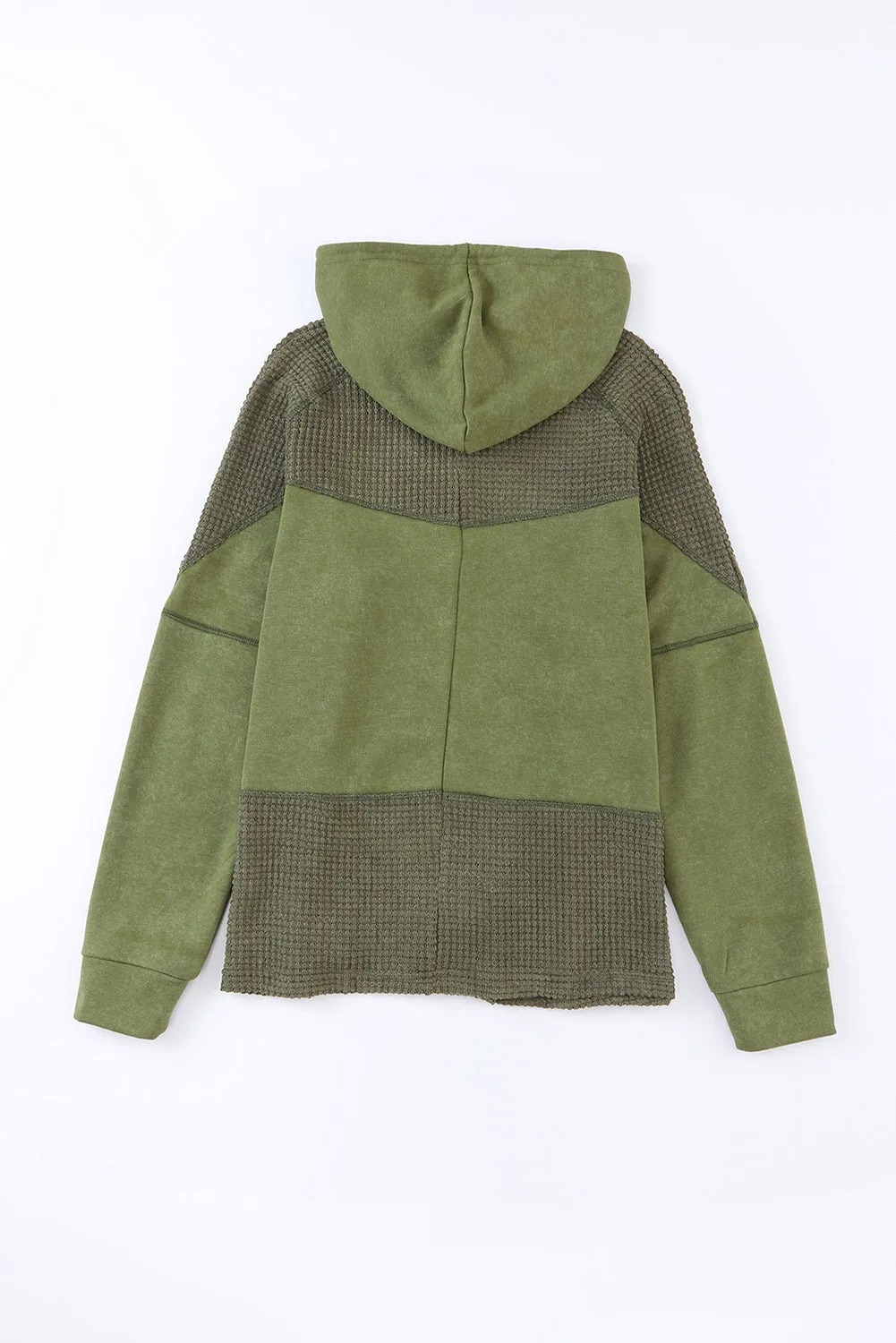 Waffle Patchwork Washed Hooded Jacket