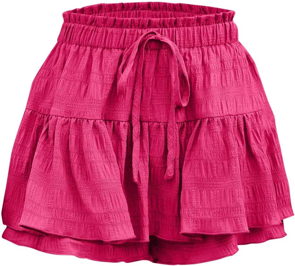 Womens Flowy Casual Shorts Boho Simple Ruffle Tiered Skorts High Waist Wide Leg Loose Beach 2025 Vacation Cute Short