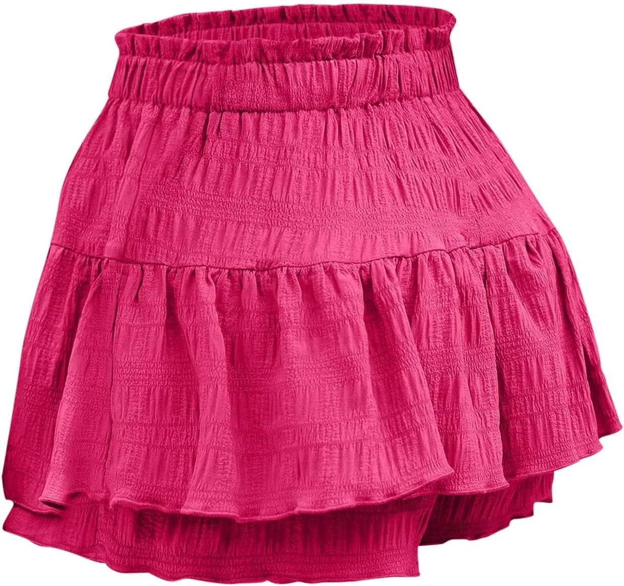 Womens Flowy Casual Shorts Boho Simple Ruffle Tiered Skorts High Waist Wide Leg Loose Beach 2025 Vacation Cute Short