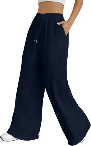 Women's Linen Blend Summer Print Pant Trousers High Waist Stretchy Plus Size Trousers Trendy