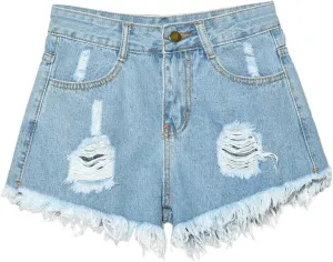 Womens Ripped Denim Short Casual Summer High Waisted Stretch Baggy Trendy Y2k Girl 2025 Raw Hem Jean Shorts Plus Size