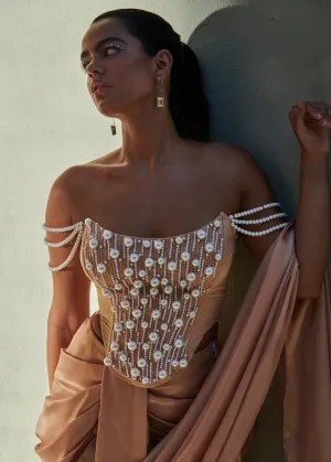 Zahira Pearl Embroidered Corset Blouse