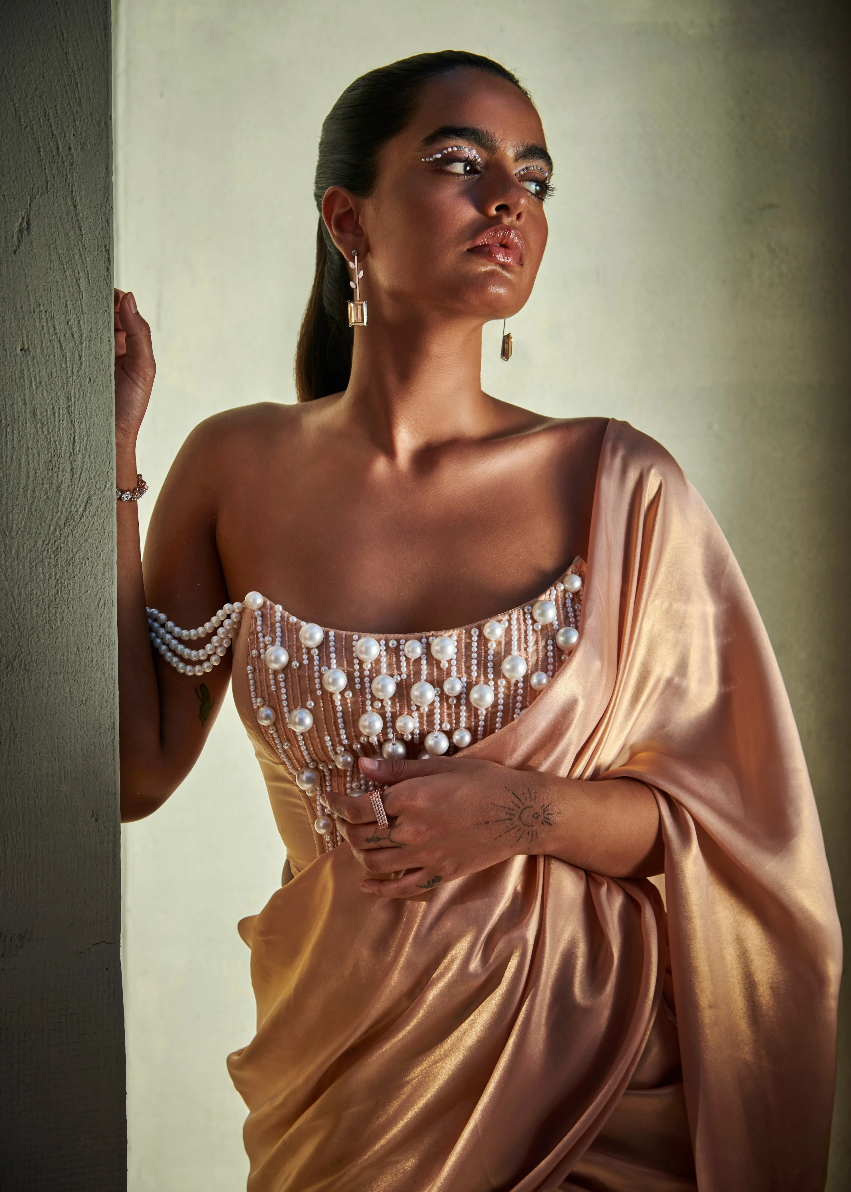 Zahira Pearl Embroidered Corset Blouse